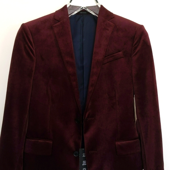 J Ferrar Evening Edition Burgundy Velvet Dinner Jacket Size 36 Regular Slim Fit - Picture 2 of 9